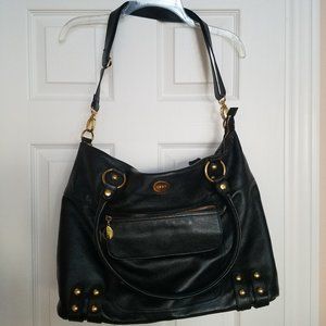 Nest Black Leather Diaper Bag
